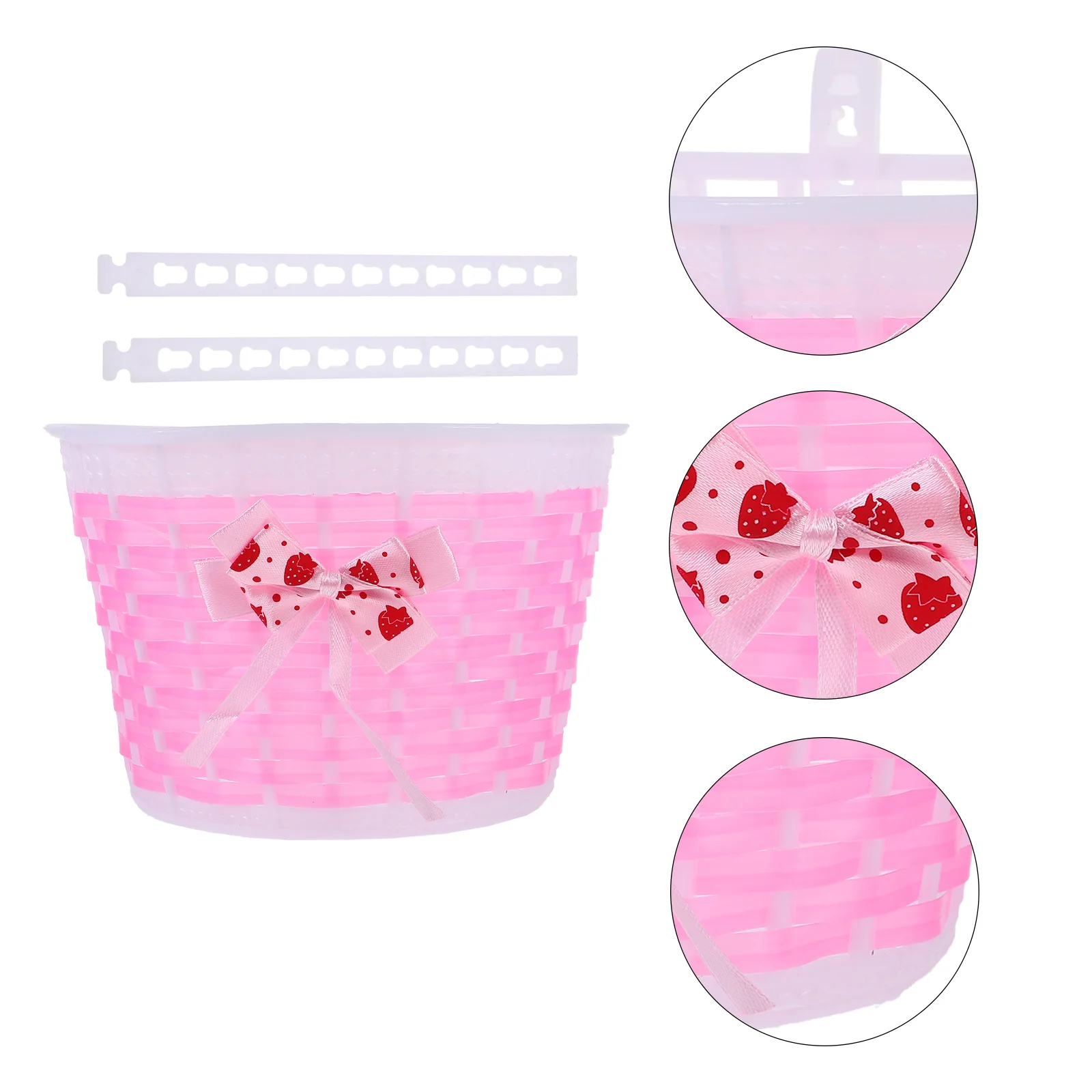 Love Bike Basket Outdoor Knitted Bowknot Front Basket For Children Girl - Size S(Pink) basket for bike