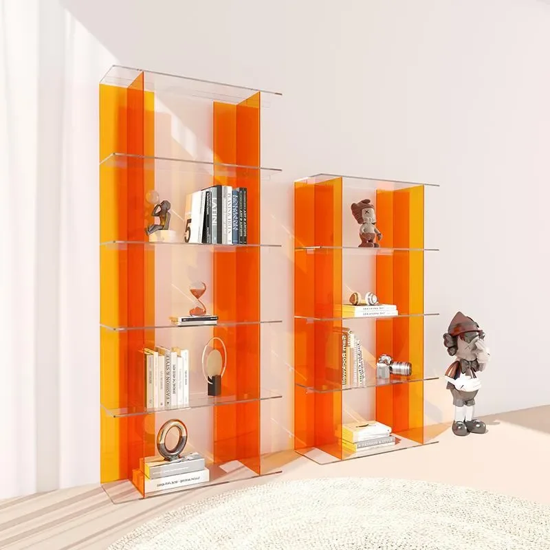 Nordic Creative Acrylic Bookshelf Floor to Wall Simple Display Shelf Storage Living Room Multi-layer Display Rack