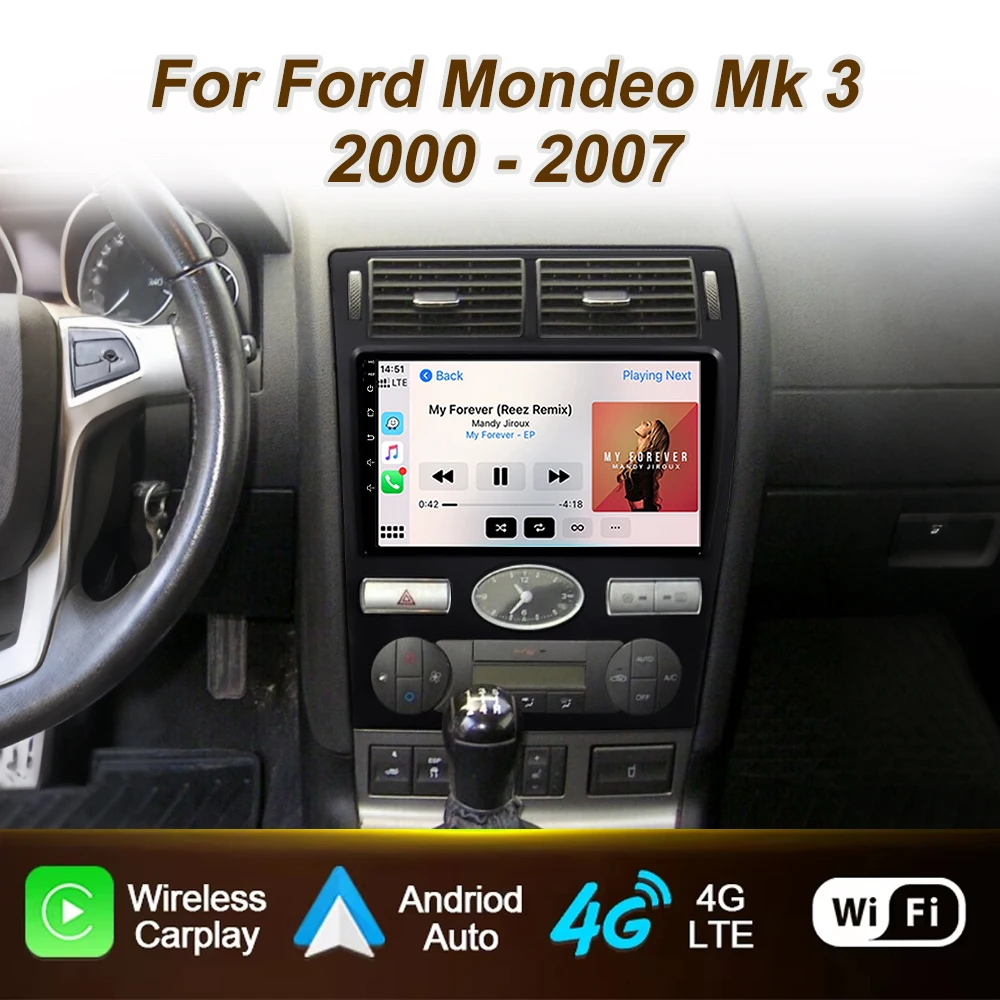 Android Auto For Ford Mondeo Mk 3 2000 2001 2002 2003 2004 2005 -2007 Carplay Car Radio Multimedia GPS Navigation Screen 4G WIFI