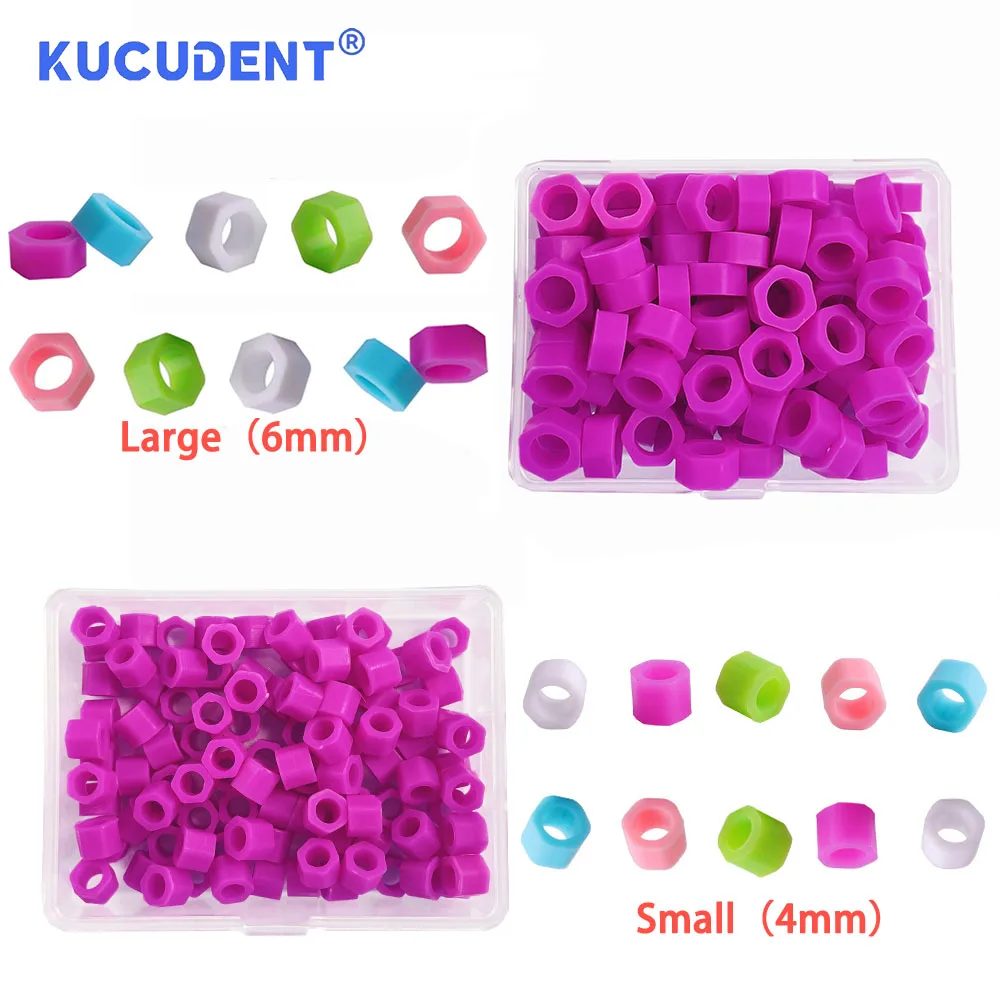 KUCUDENT 100 Pcs/Box Dental Orthodontic Color Code Rings Bands Autoclavable Silicone Dentistry Instrument Tools Circle 4mm 6mm