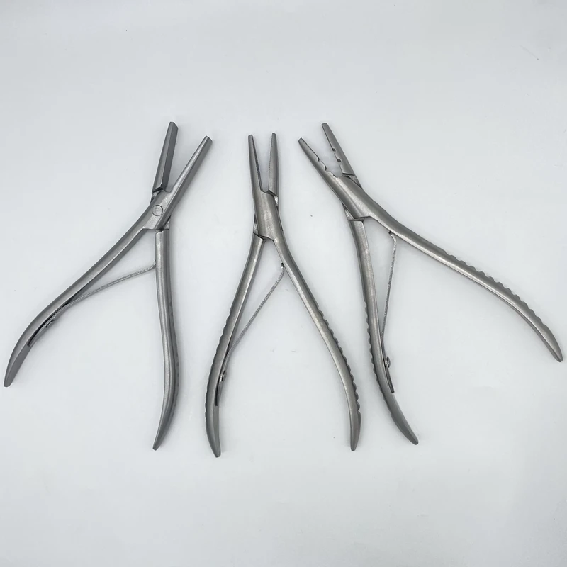 3 Typen 1 PC 7 Zoll Silberne Edelstahl-Klemmzange für Haarverlängerungen mit zwei Löchern, Keratin-Haarverlängerungs-Entfernungswerkzeuge – Detail 1