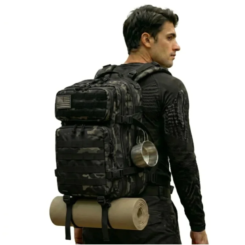 45L Großer Taktischer Rucksack Unisex 3-Tage Outdoor-Überlebensrucksack mit Viel Stauraum für Wandern, Trekking, Camping, Klettern, Outdoor-Reisen und Wildnisabenteuer