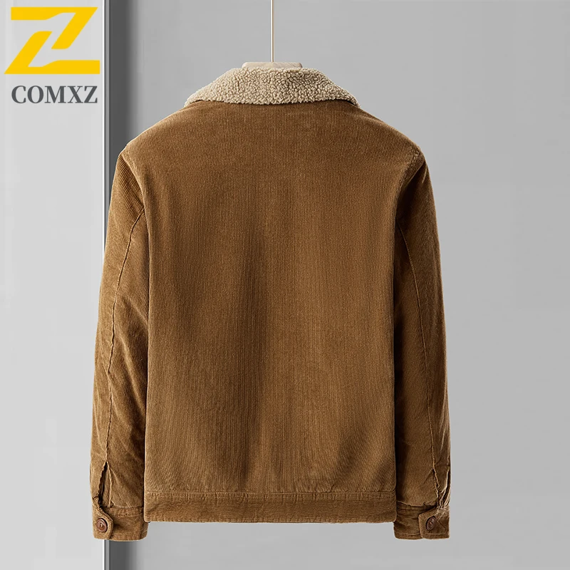 Male Cotton Jackets Padded Warm Loose Parka Coat Corduroy Short Jacket Man Solid Zip Windbreaker Winter Men's Retro Windbreake