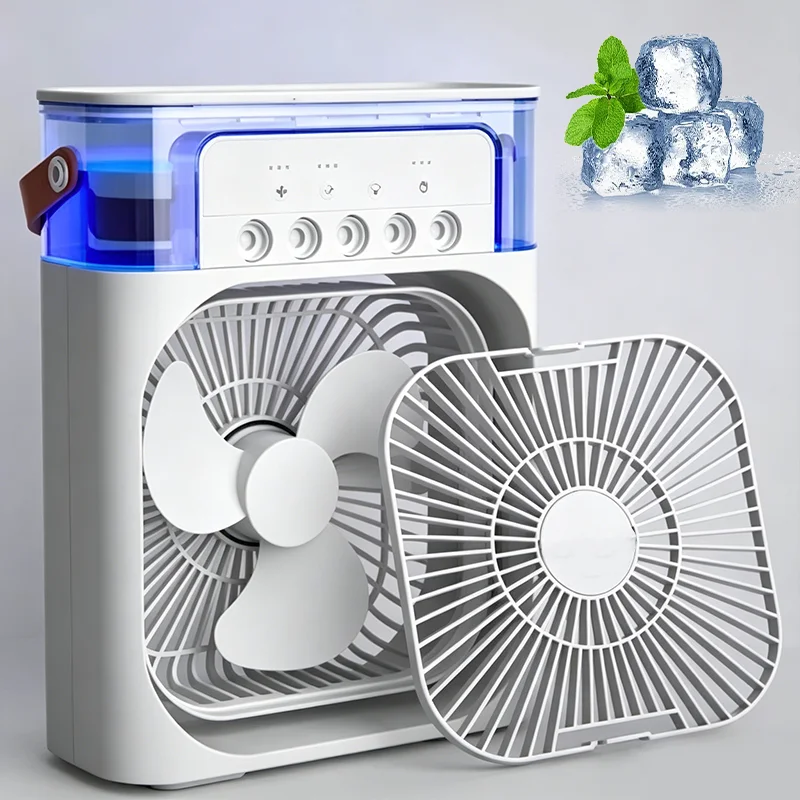 Ventilateur Rafraîchisseur d'Air Portable Hydrorefroidissant avec Humidificateur, 3 Vitesses, Petit Climatiseur Domestique, Ventilateur de Bureau pour le Bureau et les Voyages
