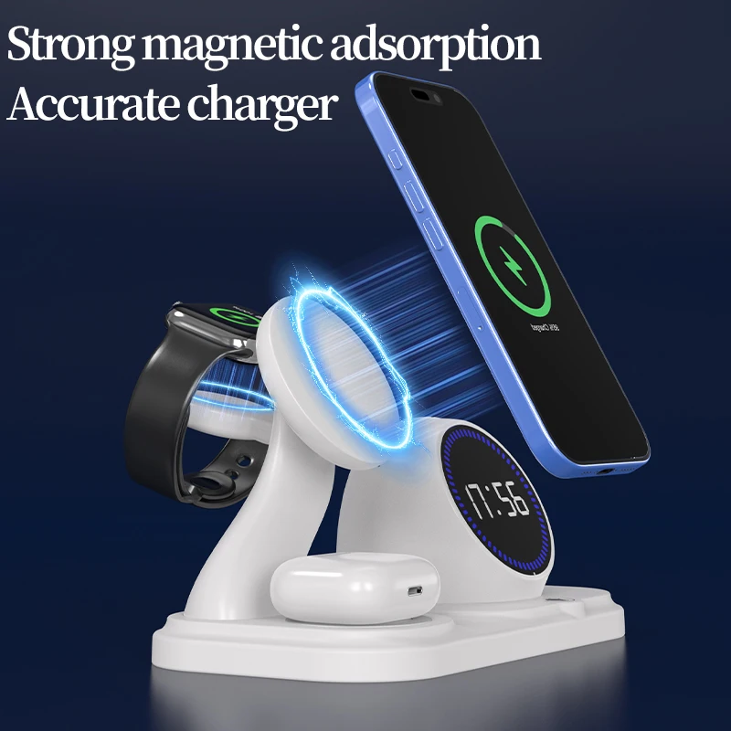 Caricabatterie wireless multifunzionale adatto per stazione di ricarica mobile iwatch 10 9 8 iPhone 16 con altoparlante Bluetooth in regalo
