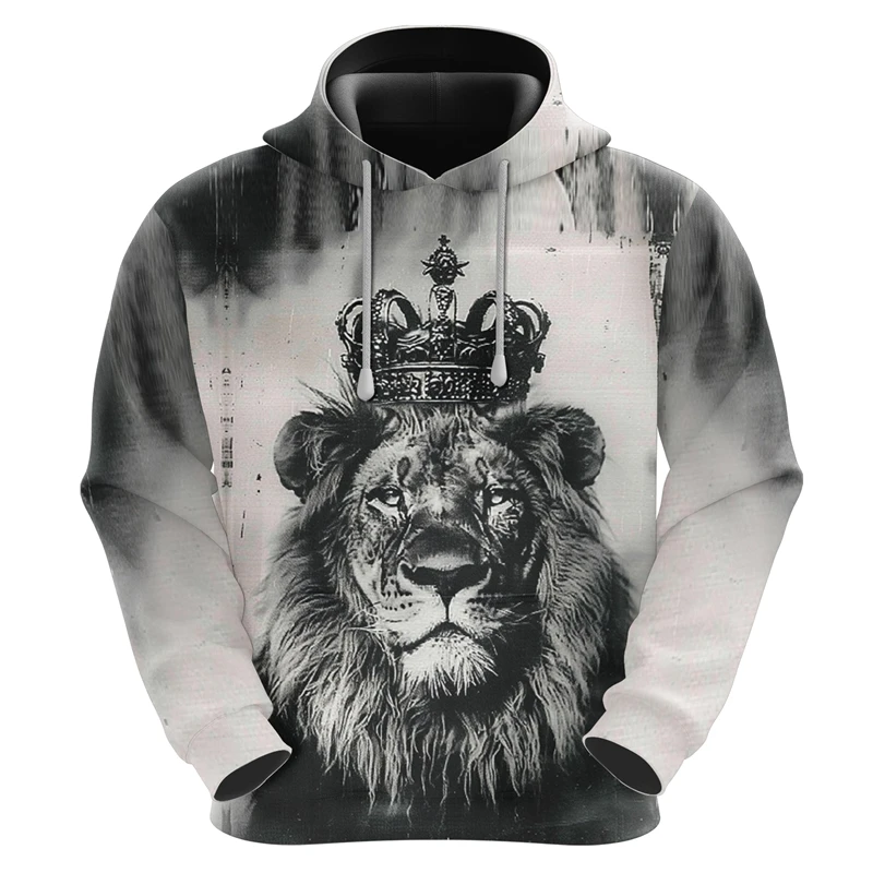 

3D Print Lion Graphic Hoodies For Men Spring Autumn Pullover Sweatshirt Kids Tops Casual Oversized Loose Men Sweatshirts New