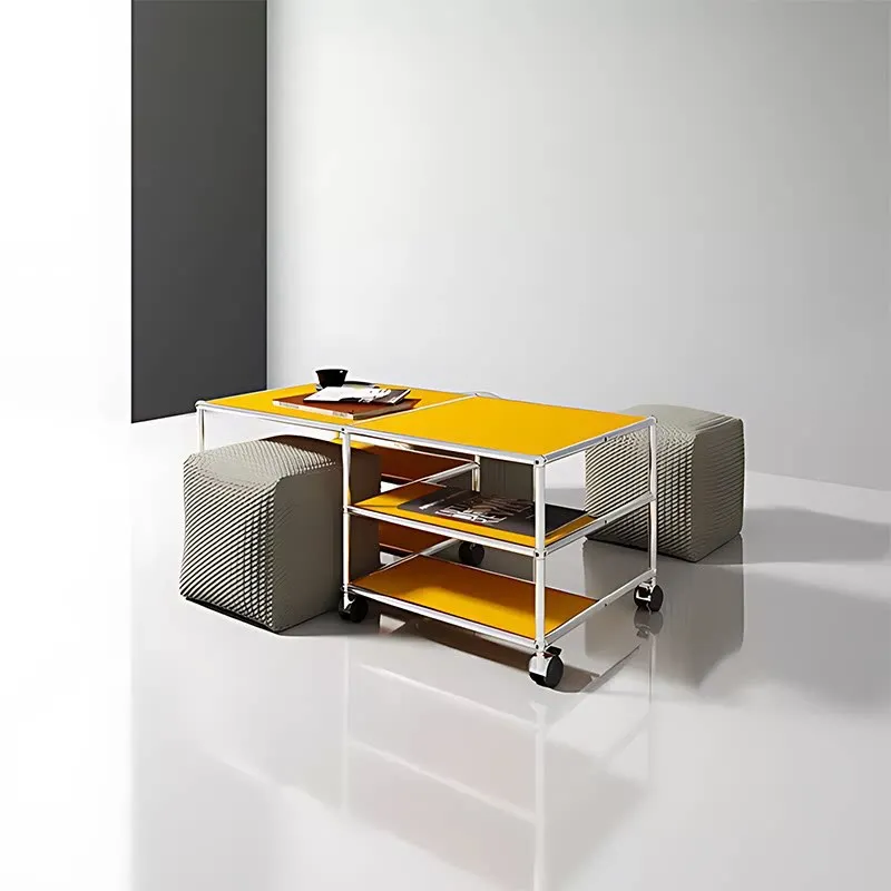 Medieval stainless steel module coffee table living room home sofa side table