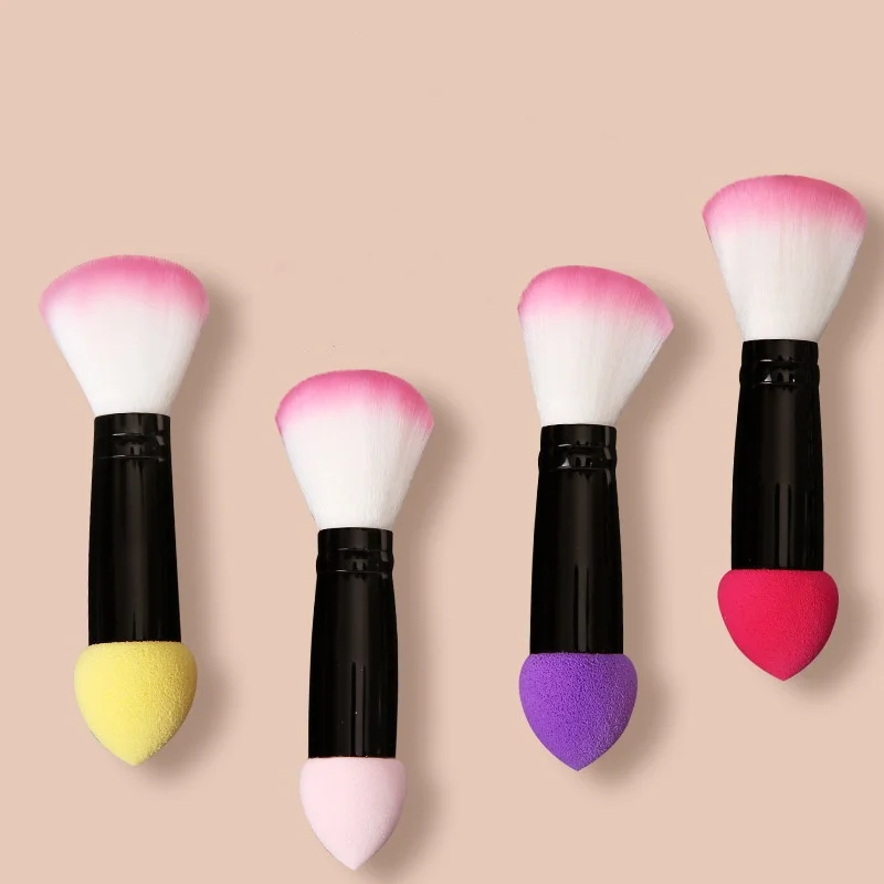 1 brocha profesional para colorete de doble punta, esponja de maquillaje para mujer, pluma cosmética Imagic para esponjas en polvo, brochas para colorete y base