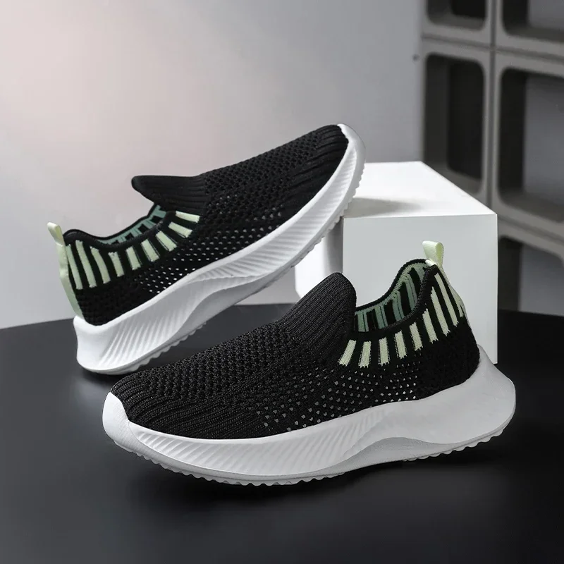 Zapatos deportivos informales antideslizantes de suela blanda, transpirables, de malla elástica, ultraligeros, para verano, para padres e hijos