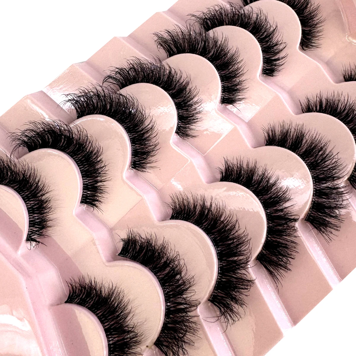 HBZGTLAD Nieuwe Pluizige Valse Wimpers 7 Pairs Natuurlijke Cat Eye Wimpers Transparante steel Faux nertsen Wimpers Dikke Zachte Krullend Wimpers