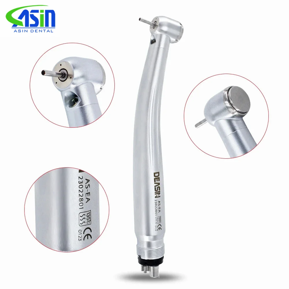 Dental LED High Speed Handpiece 2/4 Hole Standard Head Air Turbine E-Generator Ceramic Bearing Dentist Tips Triple Water Spray