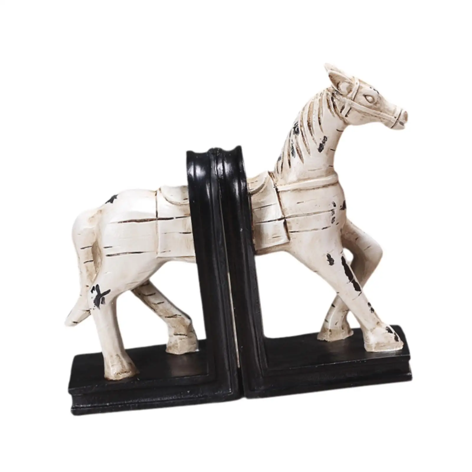 Resin Horse Bookend Book End for Shelves Book Organizer Nonslip Birthday Gifts Book Holder Book Stopper for Home Reading Room