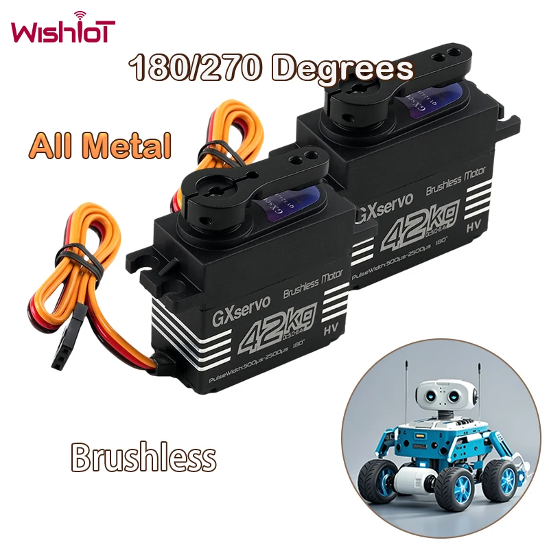 

Digital Servo 42Kg Metal Gear Brushless Motor 180/270 Degree Angle Controllable Servos for RC Robot Car Boy DIY RC Toys #T3