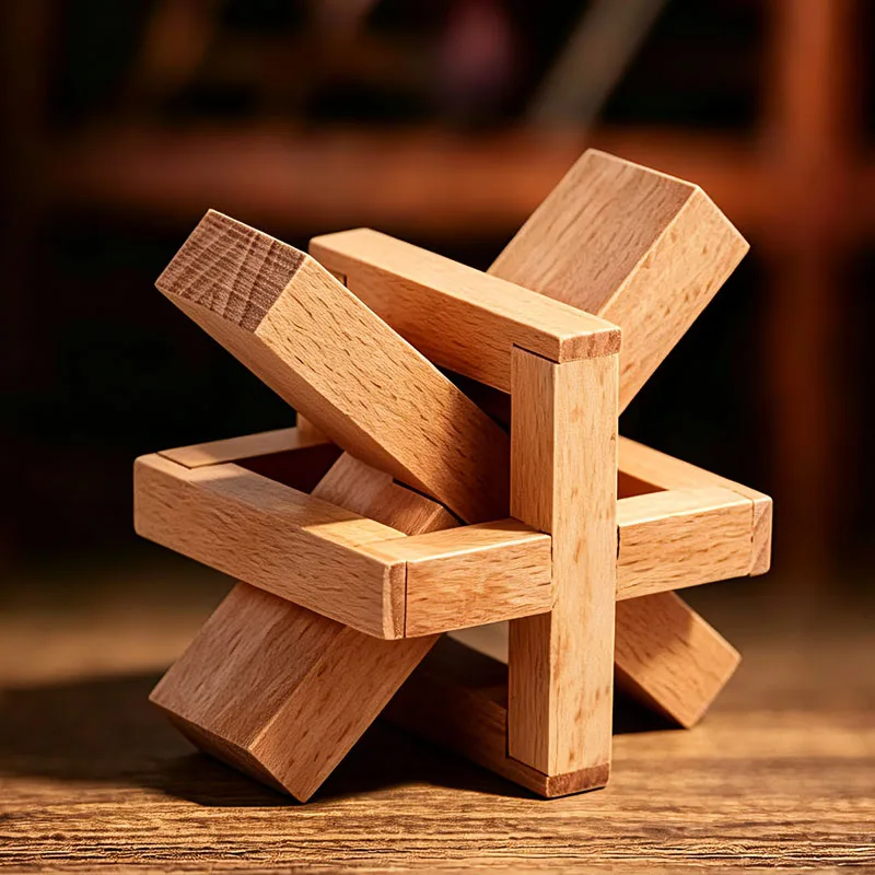 

Cross Out Tricky Wooden Disentanglement Puzzles Brain Teasers Luban Lock Educational IQ Challenge Toys For Kids & Adults