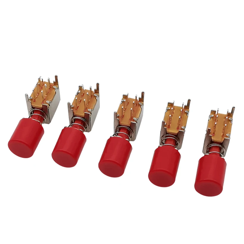 5/10Pcs PS-22F03 A03 Right Angle PCB Latching Push Button Switch Right Angle Double Pole 6 Pin Self-locking Key Power Switches