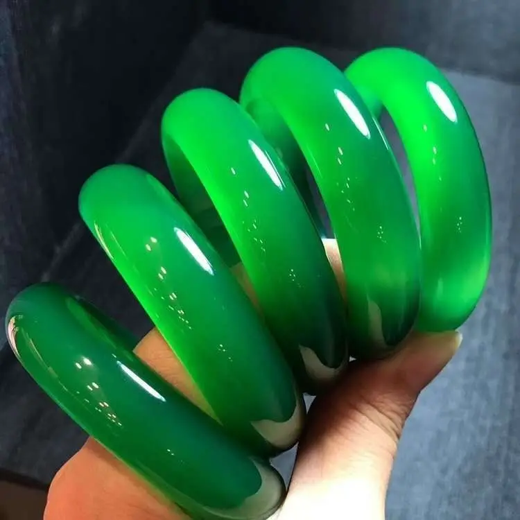 

Imperial Green Agate Bracelet, Women's Pure Natural Green Jade Marrow Bracelet, Ice Seed Full Green Jade Bracelet
