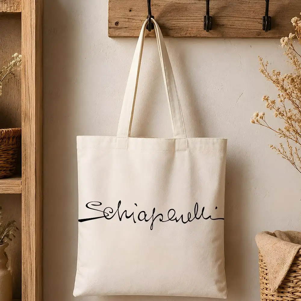 Luxuriöse S-Schiaparelli Aufbewahrungstaschen Modische Baumwoll-Canvas-Tragetasche 12/16oz Umweltfreundliche Wiederverwendbare Einkaufstasche mit Großer Kapazität – Detail 8