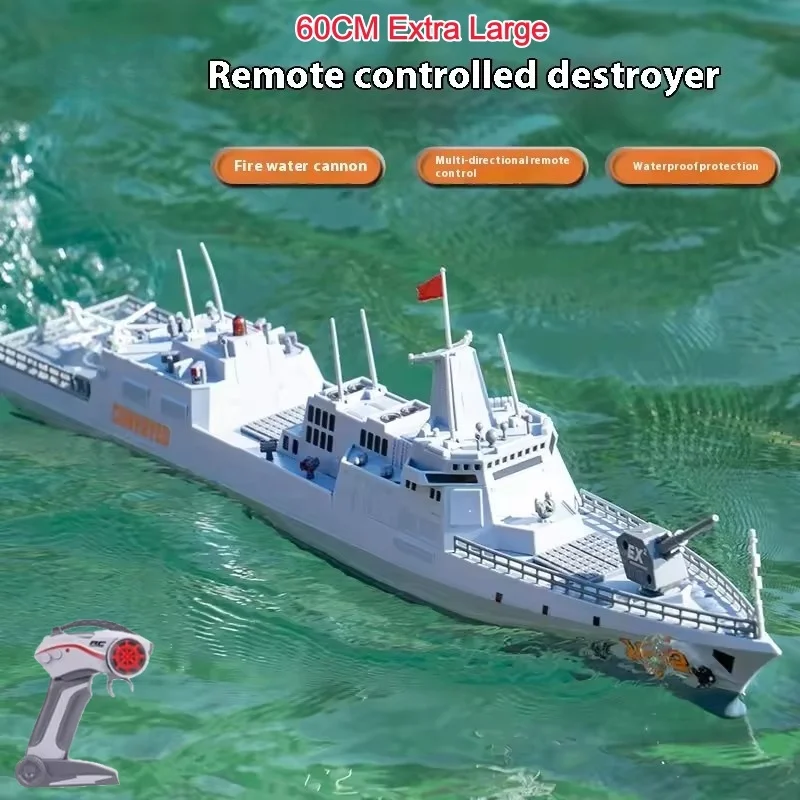 High Speed Drift RC Destroyer Simulation Remote Control Boat Water Ship Model Toy Navigation Warship 2.4g Waterproof RC Boat Toy