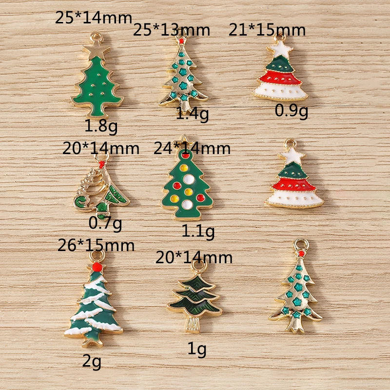 Tusember 20 Stück Emaille-Weihnachtsbaum-Anhänger für die Schmuckherstellung, fröhliche Neujahrs-Ohrringe, Halsketten, Armbänder, DIY-Geschenke – Detail 7