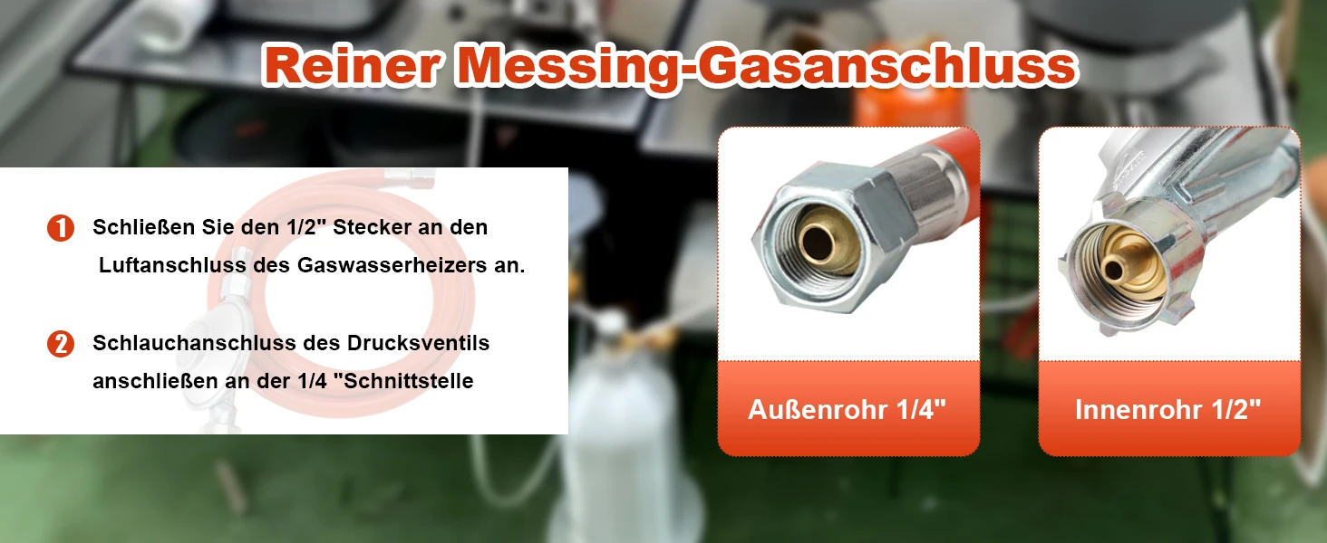 1 Set Gasschlauch 150cm Druckminderer 30mbar Regler-Set Übergang 1/2' R X 1/4' Lks Adapter für LPG BBQ Gasgrill Kocher – Detail 3