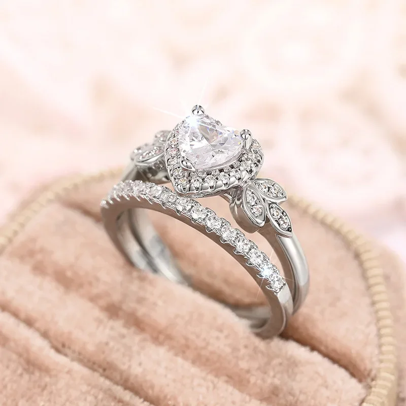 Sweet and Ladylike Zircon Design Ring, European and American Love Eternal Marriage Engagement Light Luxury High-end Accessories