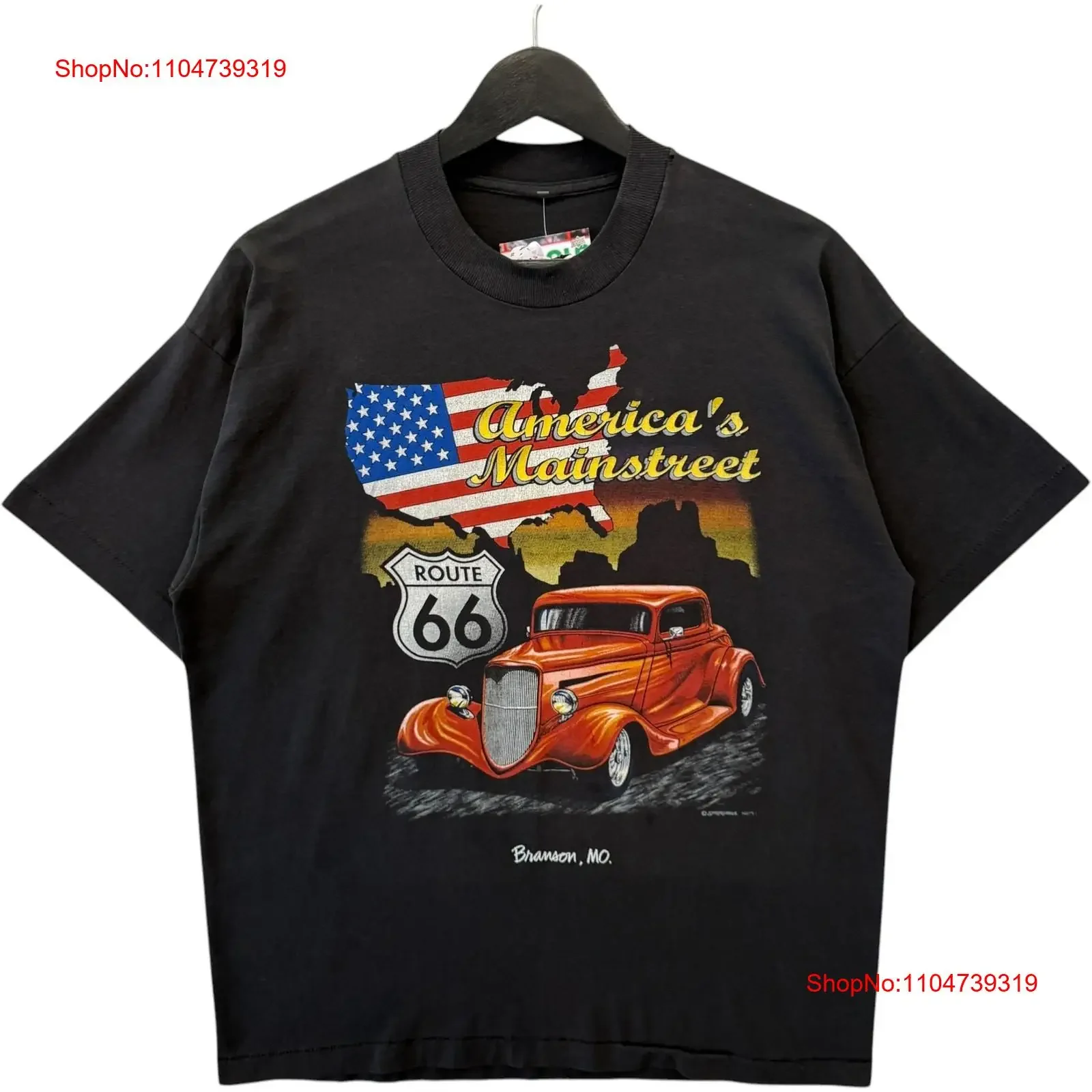 

Vintage Americas Main Street Route 66 T Shirt Mens Black XL vintage Washed Top For Everyday Wear homme Breathable streetwear