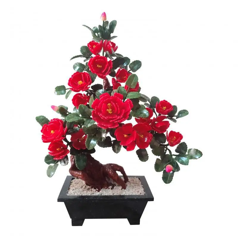 Natural bonsai, flowers, jade, handicrafts, creative carving, bonsai, jade, living room, flowers, trees, large tea table decorat