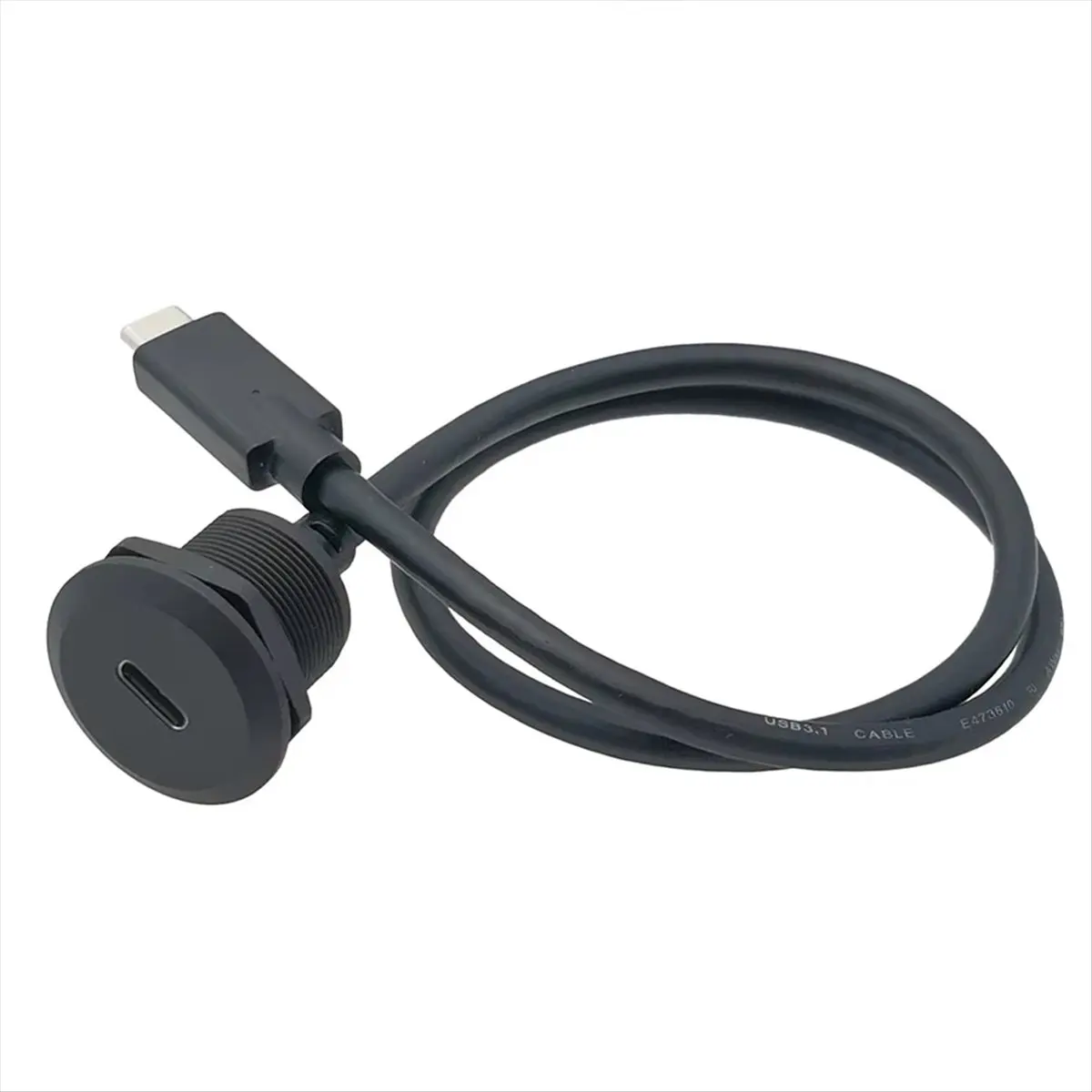 ABIU USB Type C 3.1 Female to Male Charging Socket Type-C Data Port with Threaded Fixed Panel Type USB-C Power Jack Connector