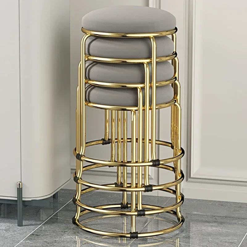 

Beauty Salon Gold Luxury Velvet Dining Chair Bar Stool Dresser Chair Vanity Low Stool Taburete Con Respaldo Nordic Furniture YH