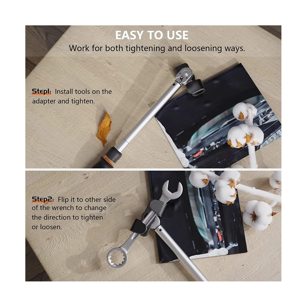 Wrench Extender for 1/2 Inch Drive Breaker Bars/21 mm Hex Drive, Universal Wrench Extender Adaptor Extend Wrenches Tool