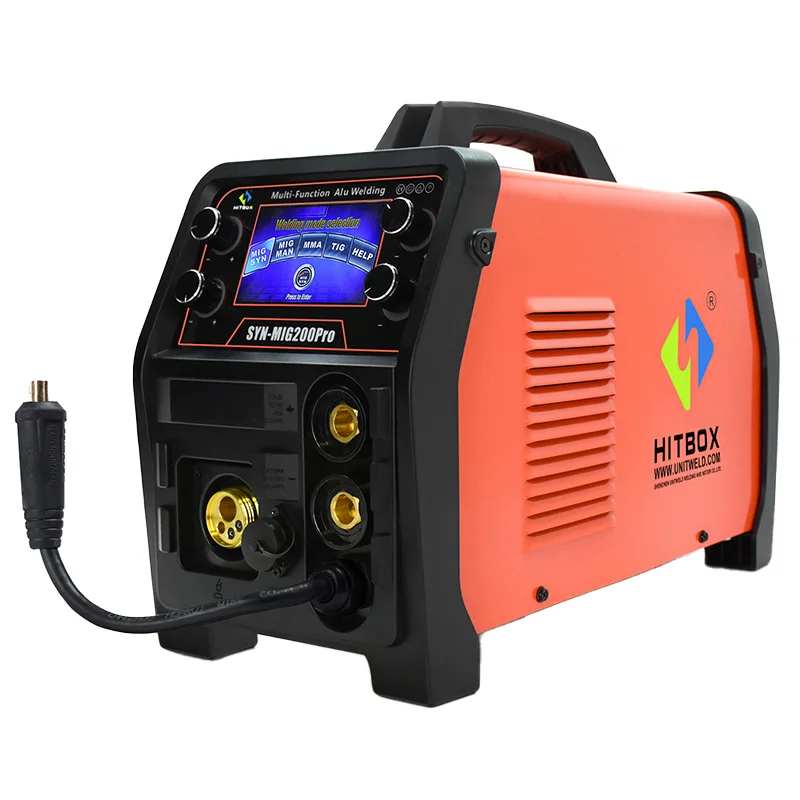 US STOCK 200Amp 5 In 1 SYN MIG200 HITBOX IGBT Inverter Aluminum Welder Machine Smart Control Gas Gasless MMA Lift TIG Spoon Gun