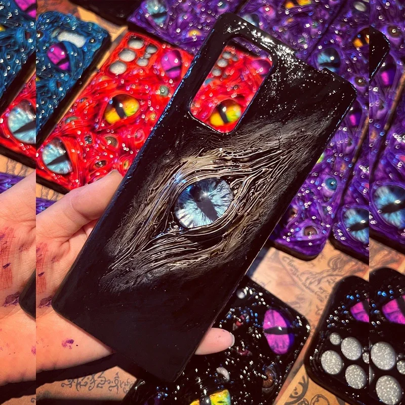 4197 Mobile Phone Case Original 3D Handmade Luminous Bloody Cthulhu Eyes Horror Gothic Punk Art Mobile Phone Case Custom Gift