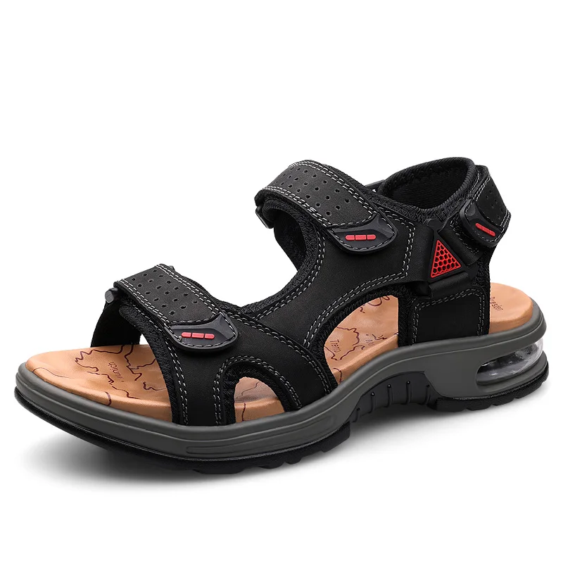 

Summer Men's Genuine Leather Soft-Soled Casual Sandals Trendy New Outdoor Breathable Soft-Soled Non-Slip Beach Shoes for Men
