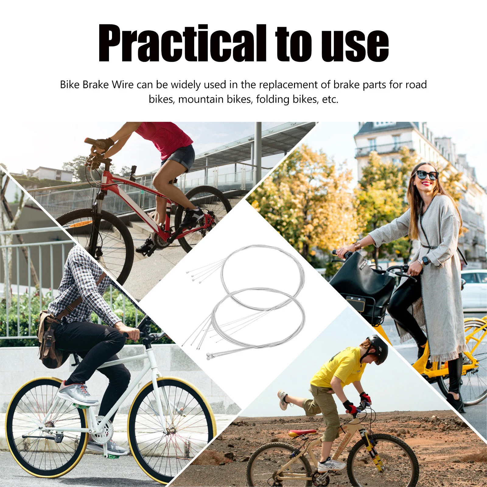 

1Set Bike Brake Cables Strong Practicability Widely Used Road Mountain Folding Bikes Disc Brake Wires Brakes for Bikes