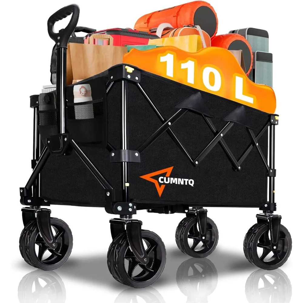 

Collapsible Wagon Cart with Wheels, Heavy Duty Foldable Wagon Cart with 230lbs Weight Capacity, Utility Beach Wagons Portable fo