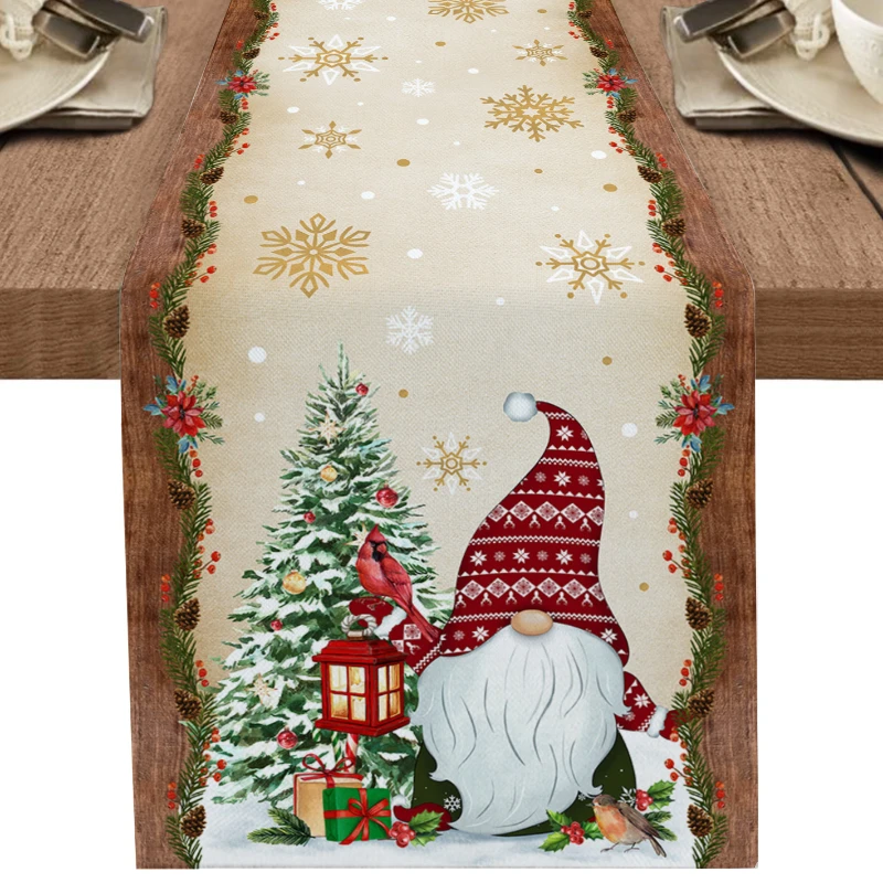 Christmas Snowman Snowflake Decoration Table Runner Wedding Party Decoration Tablecloth Dining Table Living Room Table Runner