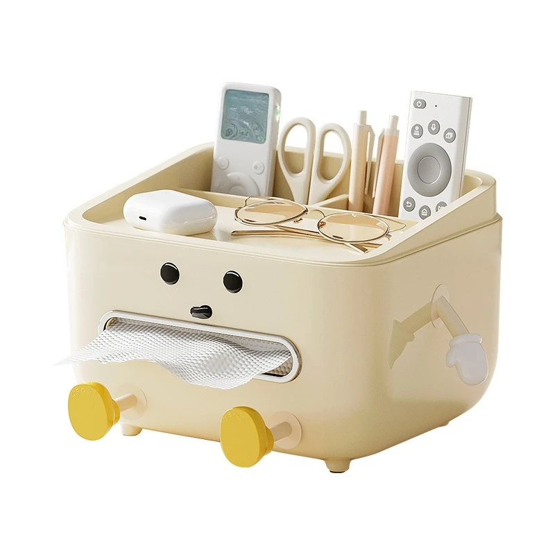 Desktop tissue box high value living room coffee table creative tissue storage pumping carton multi-function
