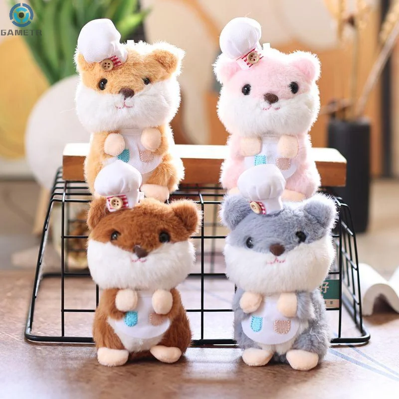 13 cm Nette Chef Hut Hamster Plüsch-schlüsselbund Maus Gefüllte Puppe Schlüsselring Cartoon Plüsch Spielzeug Rucksack Hängende Dekoration Tasche Anhänger
