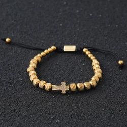 Luxury Cross Charms Man Bracelet For Women Stainless Steel Beads Handmade Jewelry Gift
