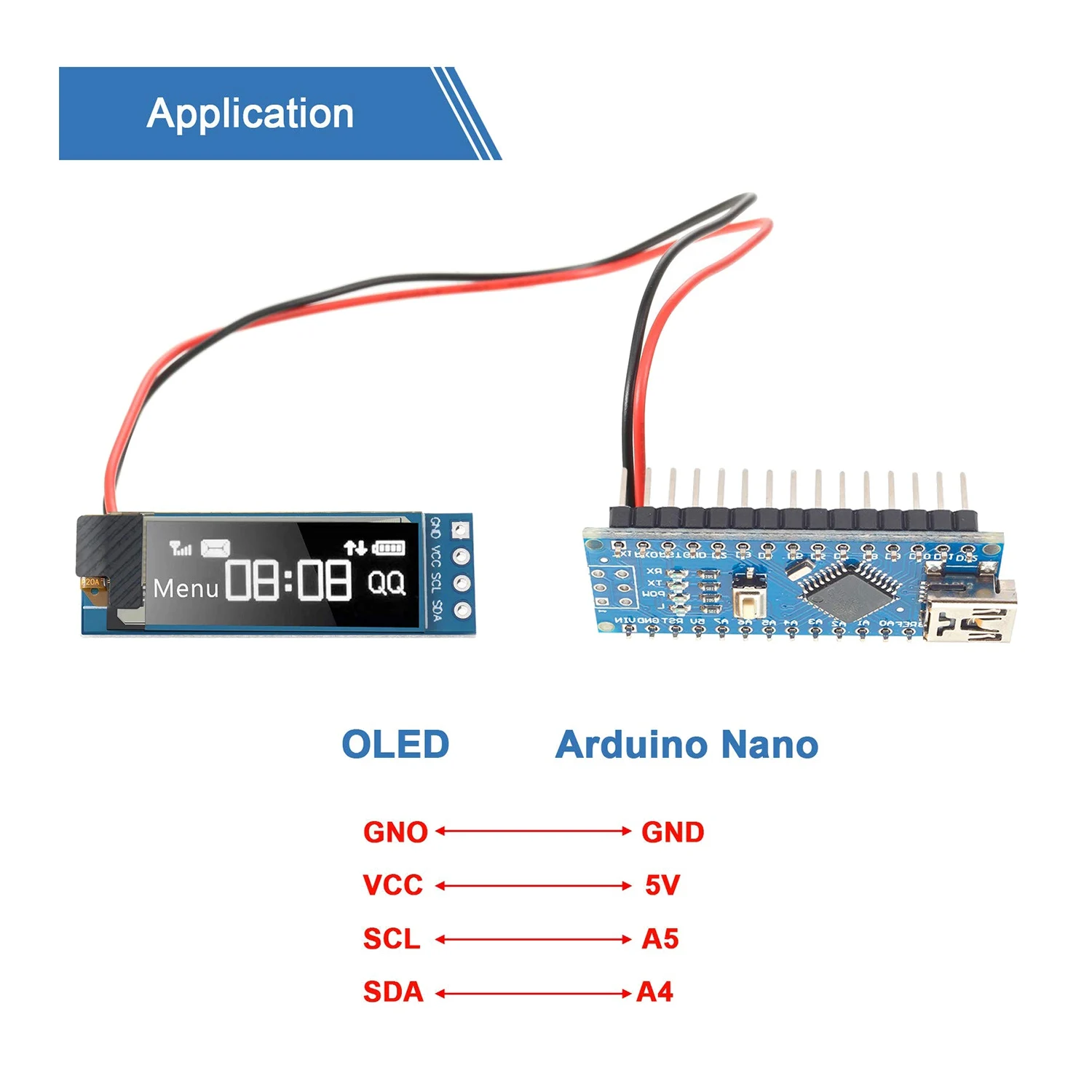 

CEA 5-компонентный модуль дисплея I2C 0,91-дюймовый модуль OLED-дисплея I2C Драйвер экрана OLED I2C DC 3,3 В-5 В