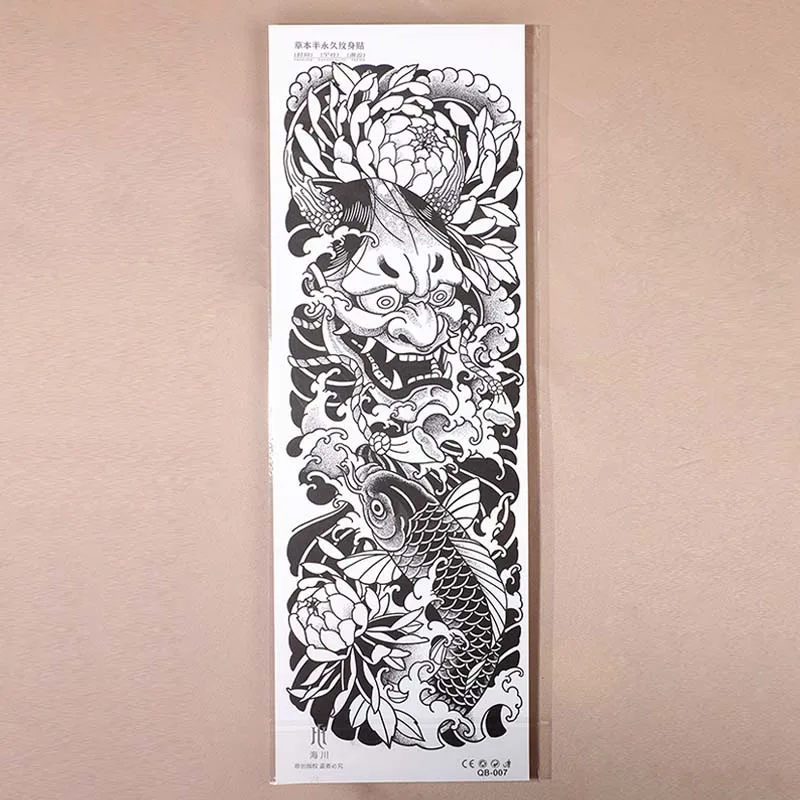 Hannya Full Arm Waterproof Temporary Tattoo Sticker, Long-lasting for 1-2 weeks, Realistic Semi-Permanent Fake Tattoo
