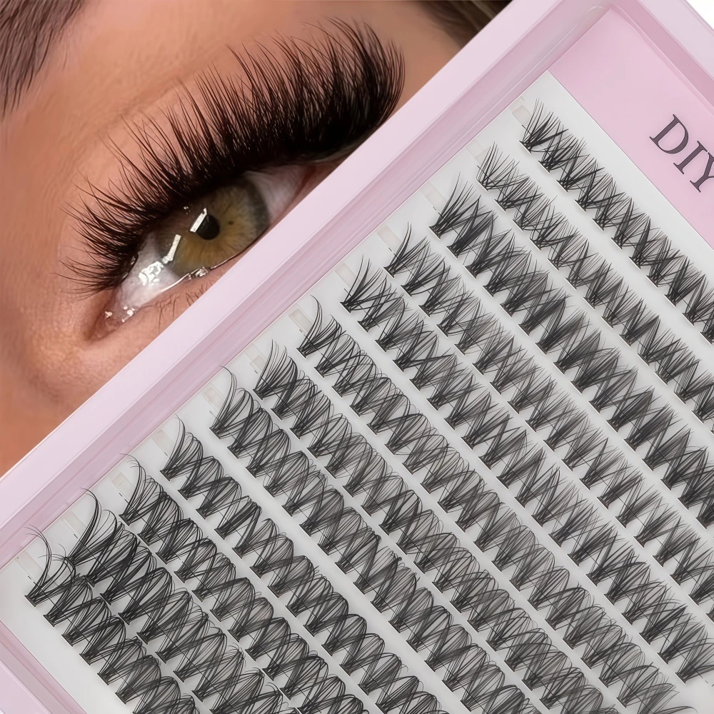 Kit de Extensão de Cílios com 240 Segmentos, Comprimentos Mistos, Curvatura C/D, Conjunto de Cílios para Maquiagem Fácil, Segredo de Olhos Grandes, Cílios Ultra Naturais com Brilho