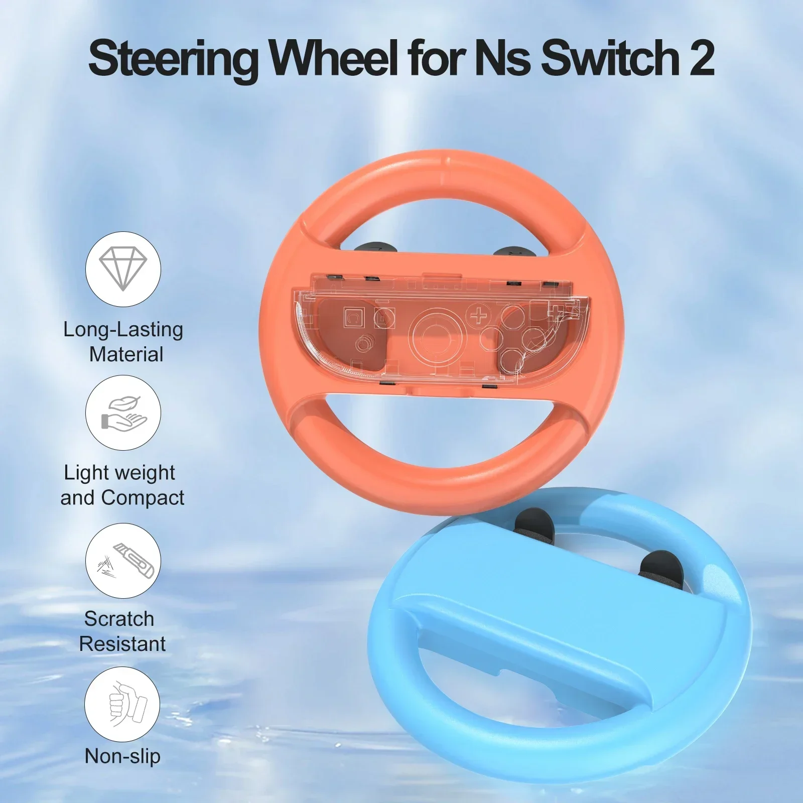 GAMINJA 2PCS Racing Steering Wheel Handle For Switch 2 Ergonomic Design Plug & Play Easy Grip Immersive Racing Experience