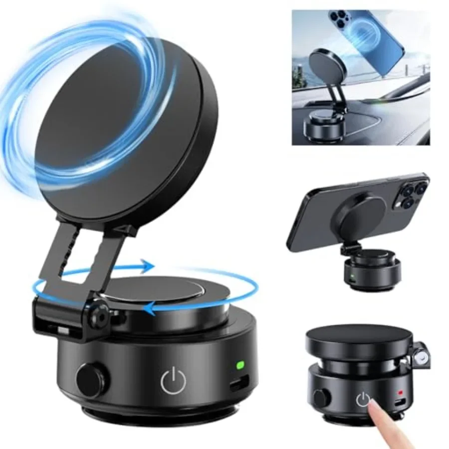 

Модернизированный магнитный держатель телефона для автомобиля с вращением на 360°. Портативное и безопасное вакуумное крепление для гладких поверхностей. Идеально подходит для вождения.