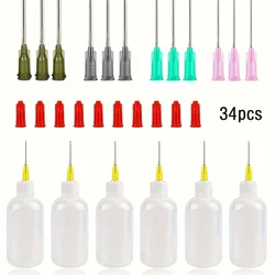 34-Piece Precision Glue Applicator Kit – 30ml Squeeze Bottles with 4 Blunt Needle Tips (14/16/18/20ga) for Crafts & Repairs