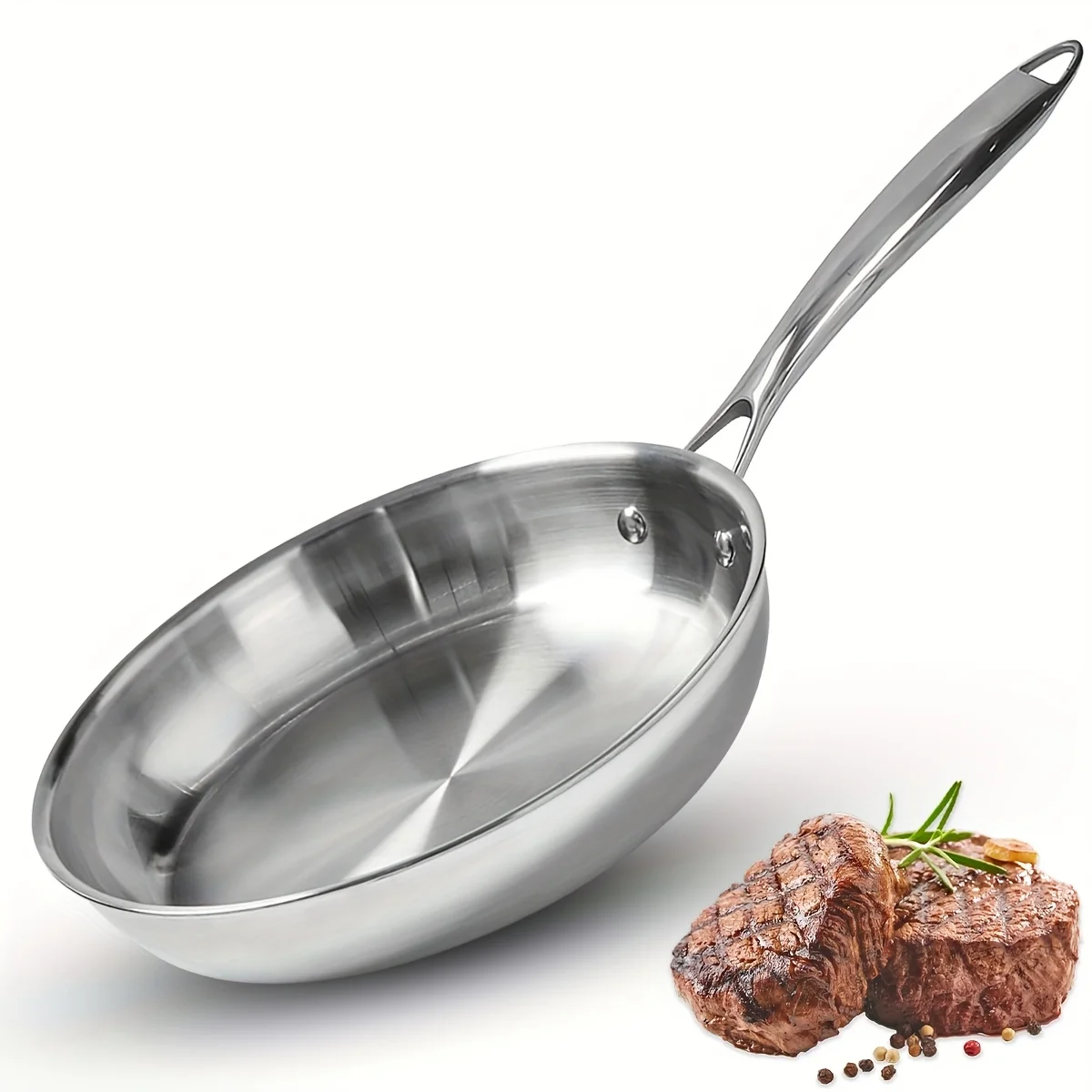 

11-дюймовая трехслойная сковорода из нержавеющей стали, индукционная сковорода шеф-повара, сковорода с ручкой Stay-Cool