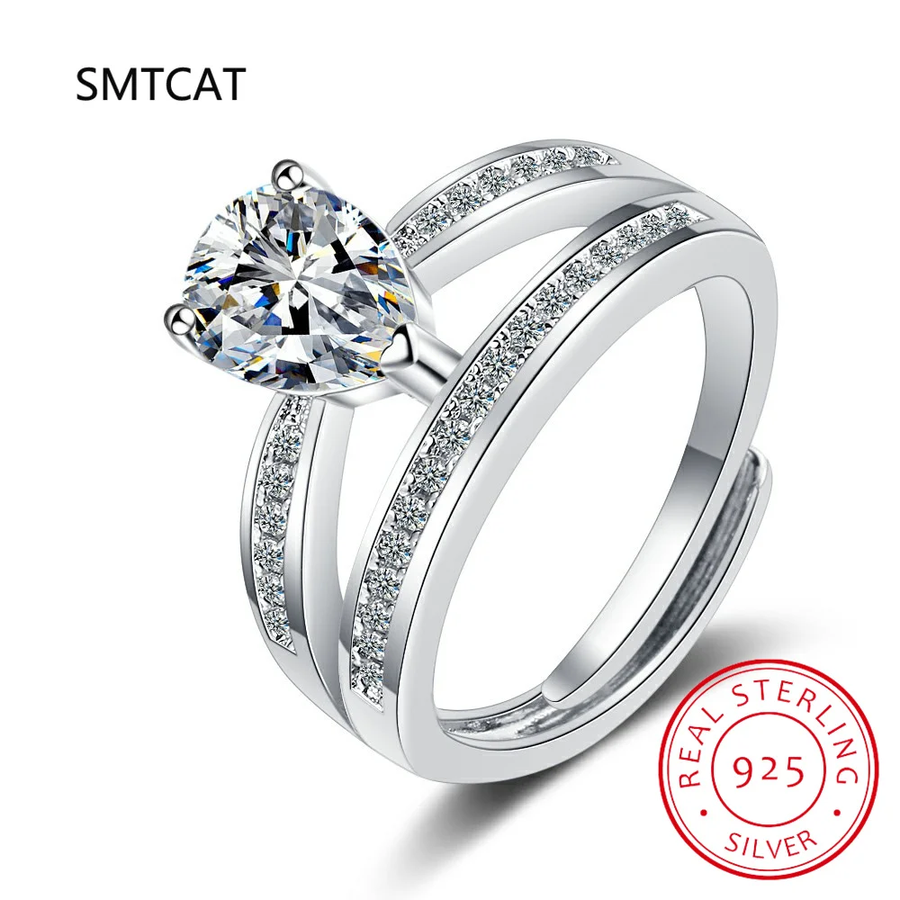 2ct Pear Cut D Moissanite Halo Engagement Ring 925 Sterling Silver Promise Wedding Water Drop Ring For Women Jewelry