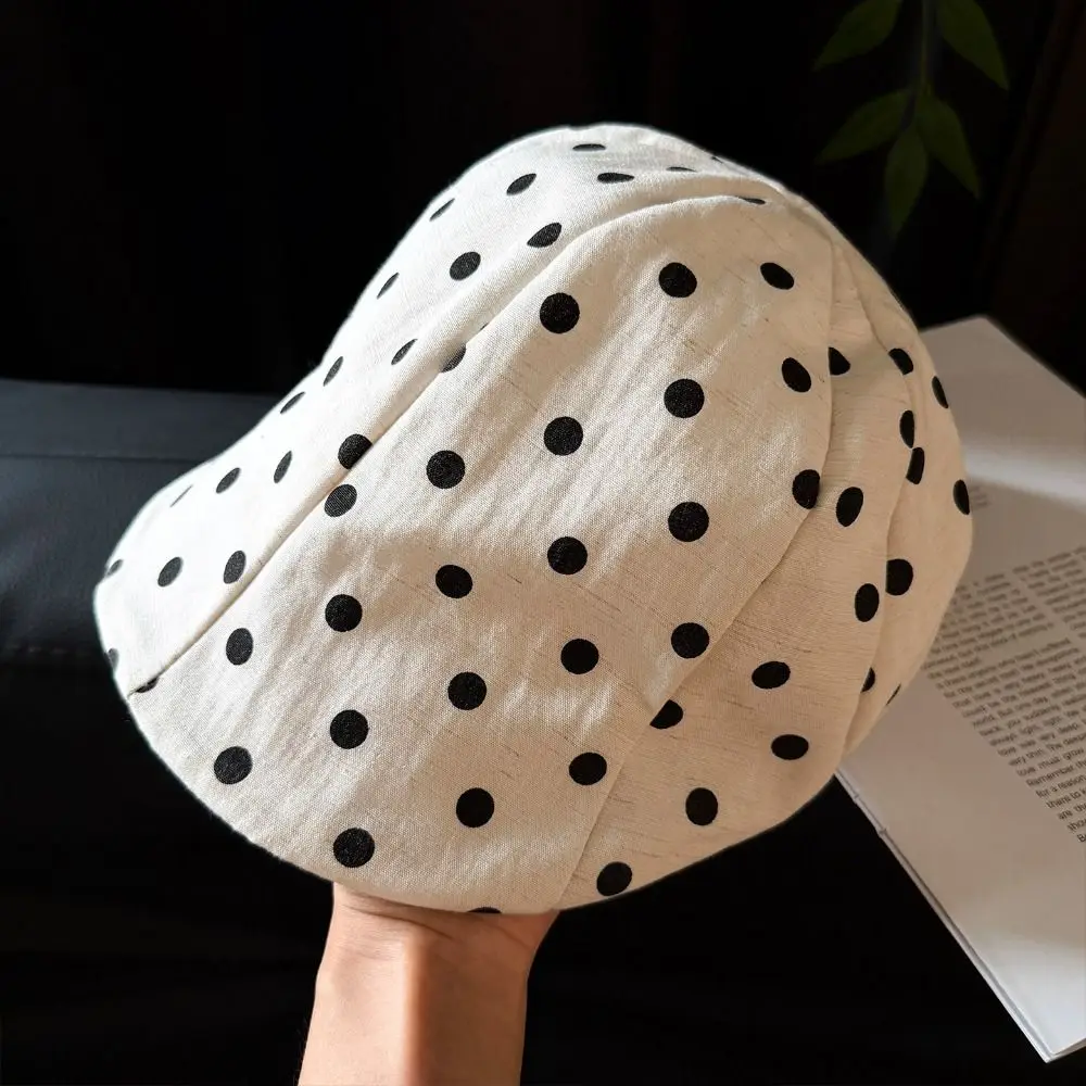 Personality Y2k Polka Dot Beret Cotton Dot Leopard Forward Cap Thin Korean Style Newsboy Cap Spring