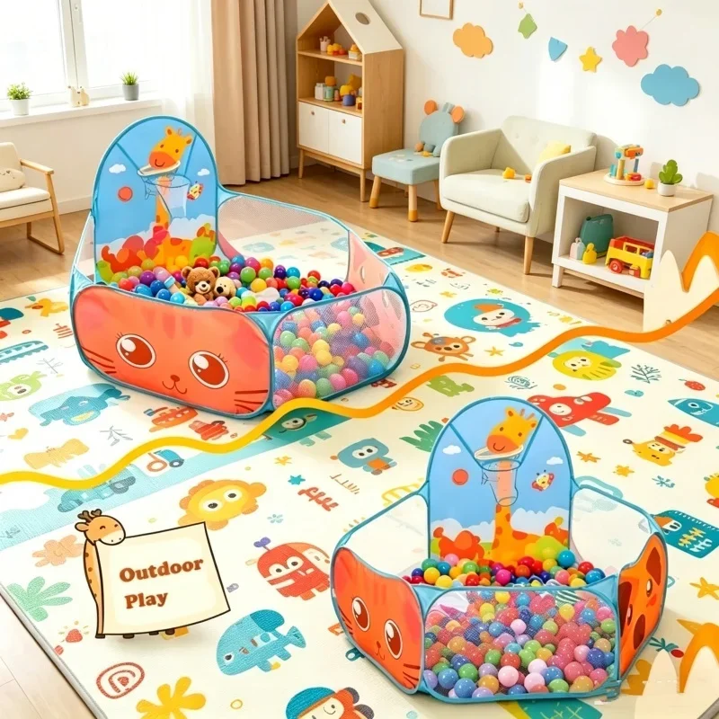 

Indoor Outdoor Foldable Play Tent Equipped With Ball Pit Basket Educational Sports Toy Ideal Holiday Gift For Little Children