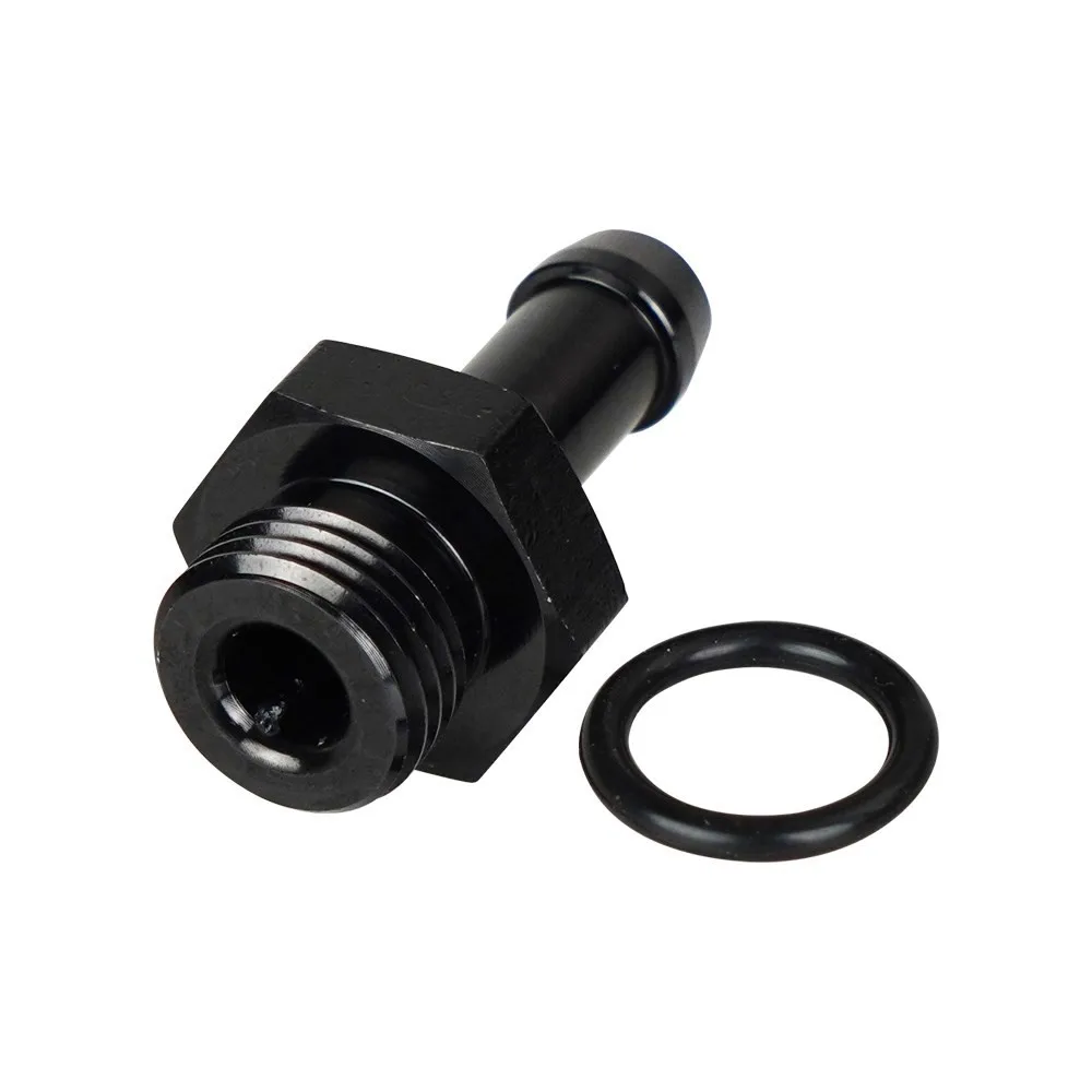 AN6 Fuel Line Adapter Male to 5/16 Hose Barb Fitting 6AN O-ring Seal Boss Connector ORB Washer Black Anodized TF-1096 5/16\'\'
